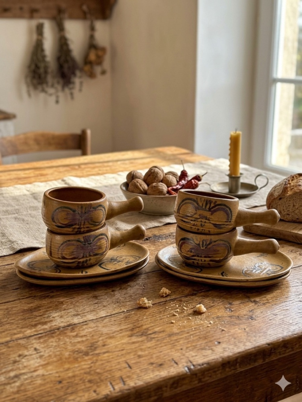 Pinecroft Pottery Soup & Sandwich Sets Canadian Rustic Cabin Stoneware Pottery - Picture 5 of 14